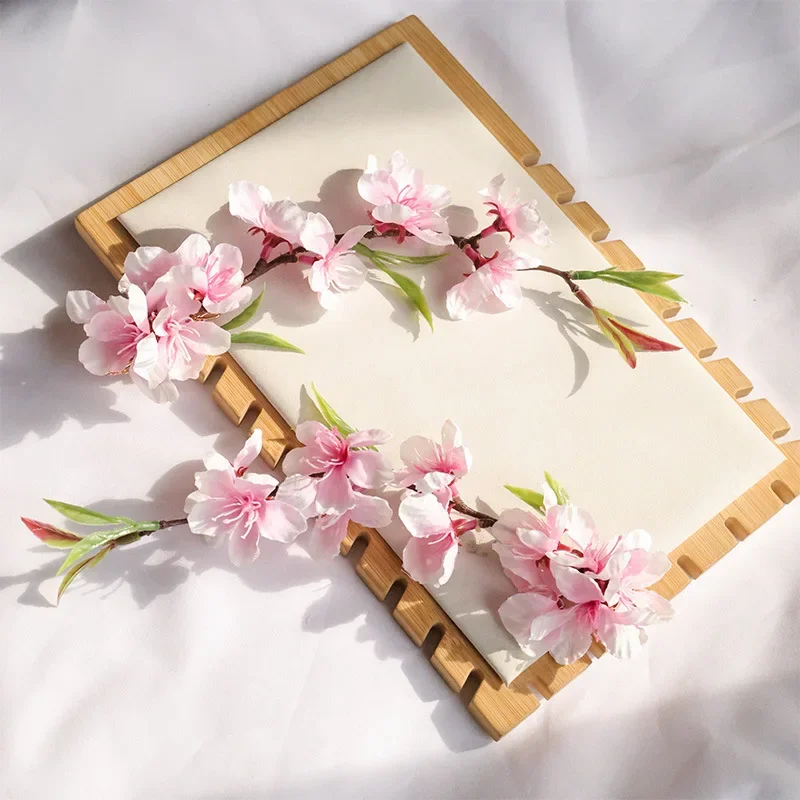 Pfirsichblüte Haarschmuck Haarspangen Hanfu Haarschmuck Blume Super Fee Seidenblume Kopfschmuck Antikes Zubehör – Detail 3