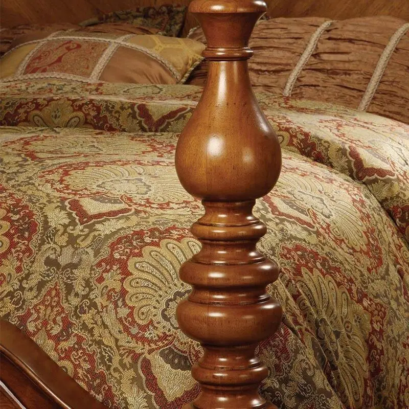 سرير من الخشب الصلب من خشب البلوط 1.8 سرير مزدوج سرير زفاف أوروبي بسيط