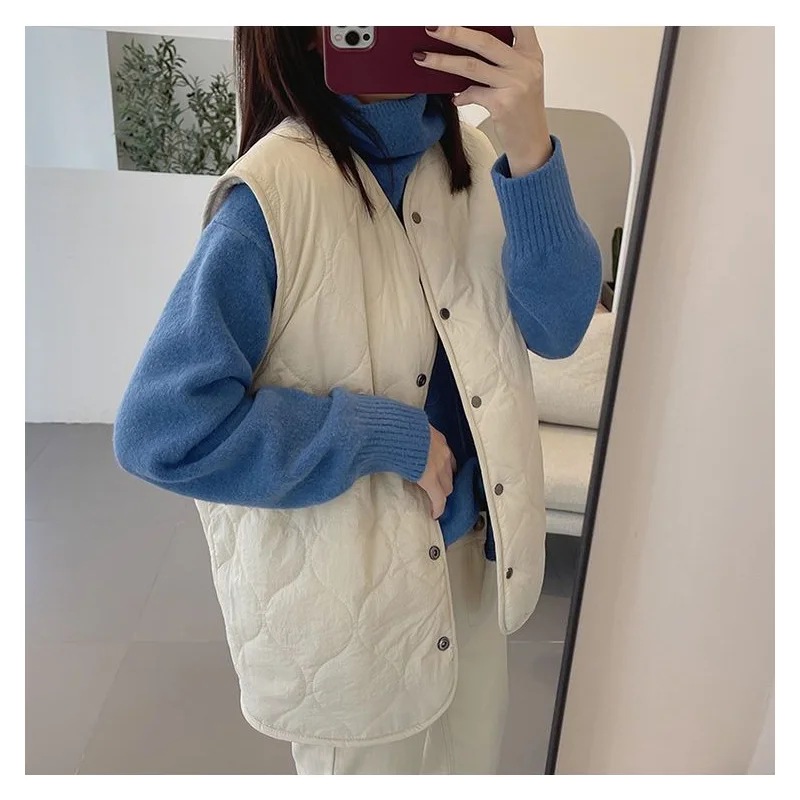 Smvp Fashion O-neck Waistcoat Solid Color Soft Baggy  single-breasted reversible Sleeveless warm plush Thicken Teddy Coat ladies