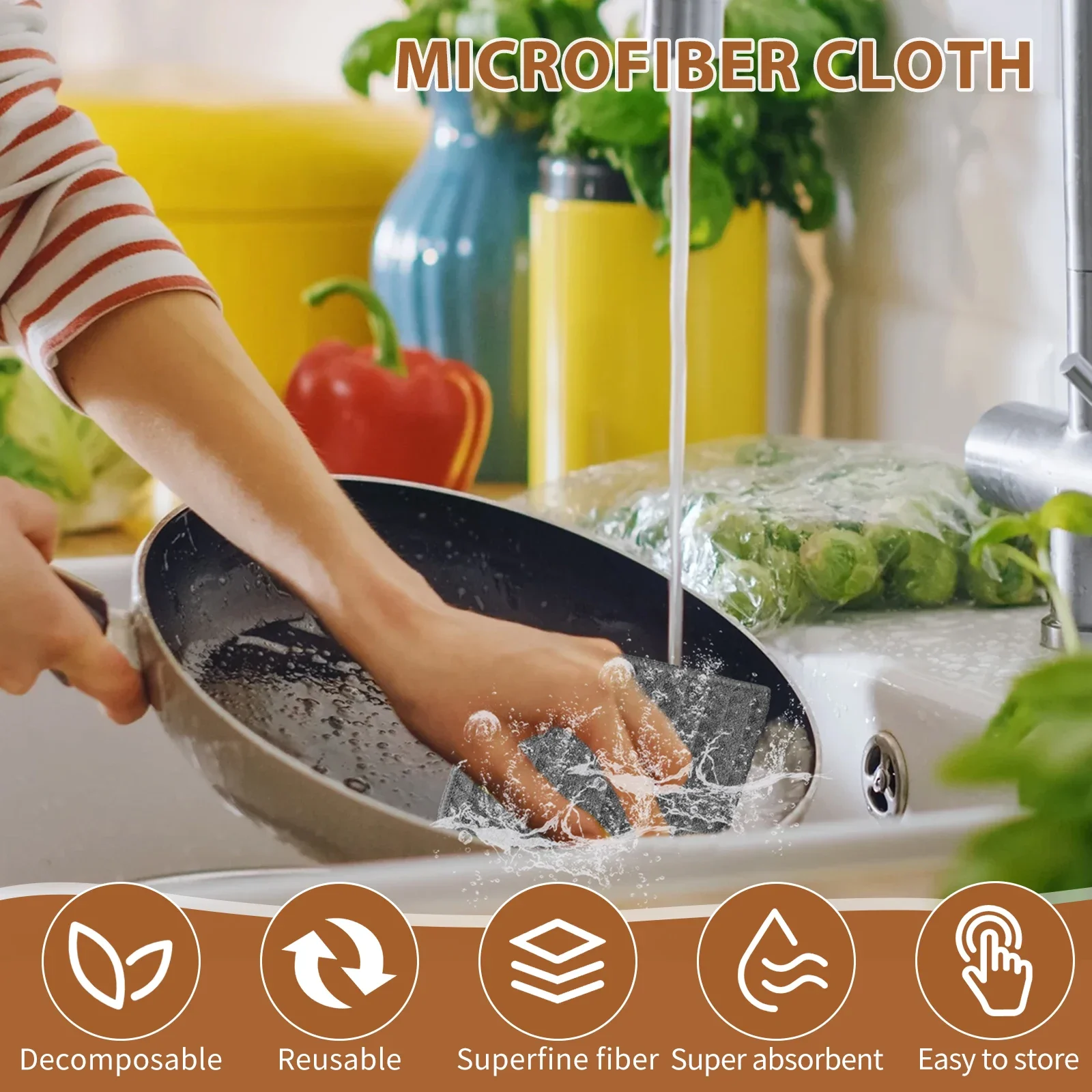 6Pcs Dish Cloth 30x30CM Efficient Cleaning Dish Wipe High Absorbency Cleaning Cloth Reusable Breathable Dish Towel for Kitchen