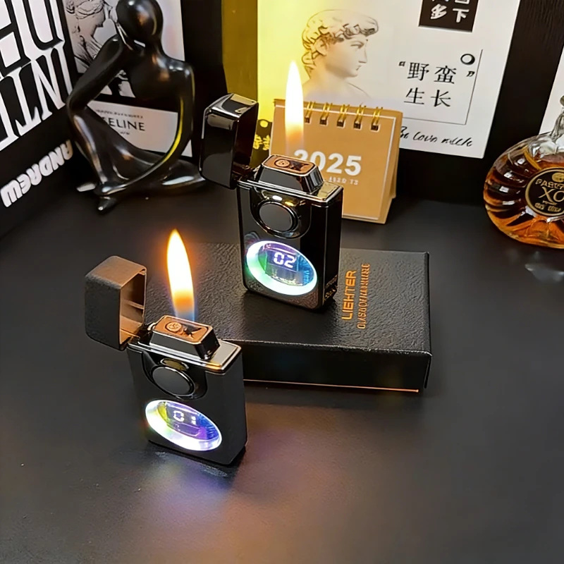 

Smart Voice Controlled Gas Lighter 4 Ignition Modes USB Rechargeable Digital Display Open Flame Spray Portable Ignition Tool