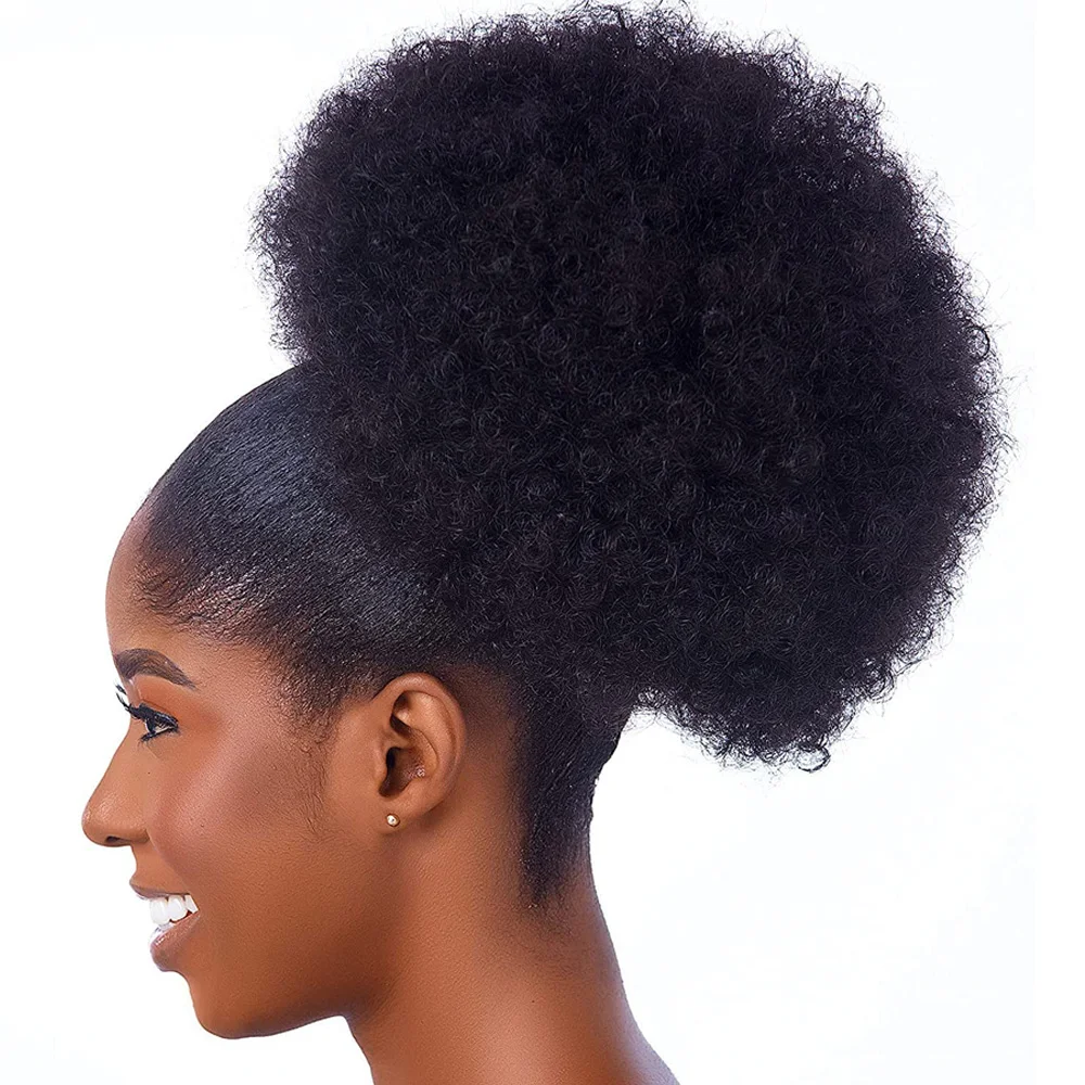 Extension capillaire synthétique courte 10 pouces, postiche afro bouffante de proximité wstring queue de cheval crépue bouclée chignon pour femmes noires et enfants