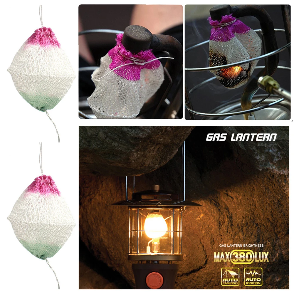 10pcs 9cm/10cm Gas Lantern Mantles Gauze Mesh Camping Lights Non-Radioactive Safe Outdoor Tools Non-Polluting Light Lamp Mantle