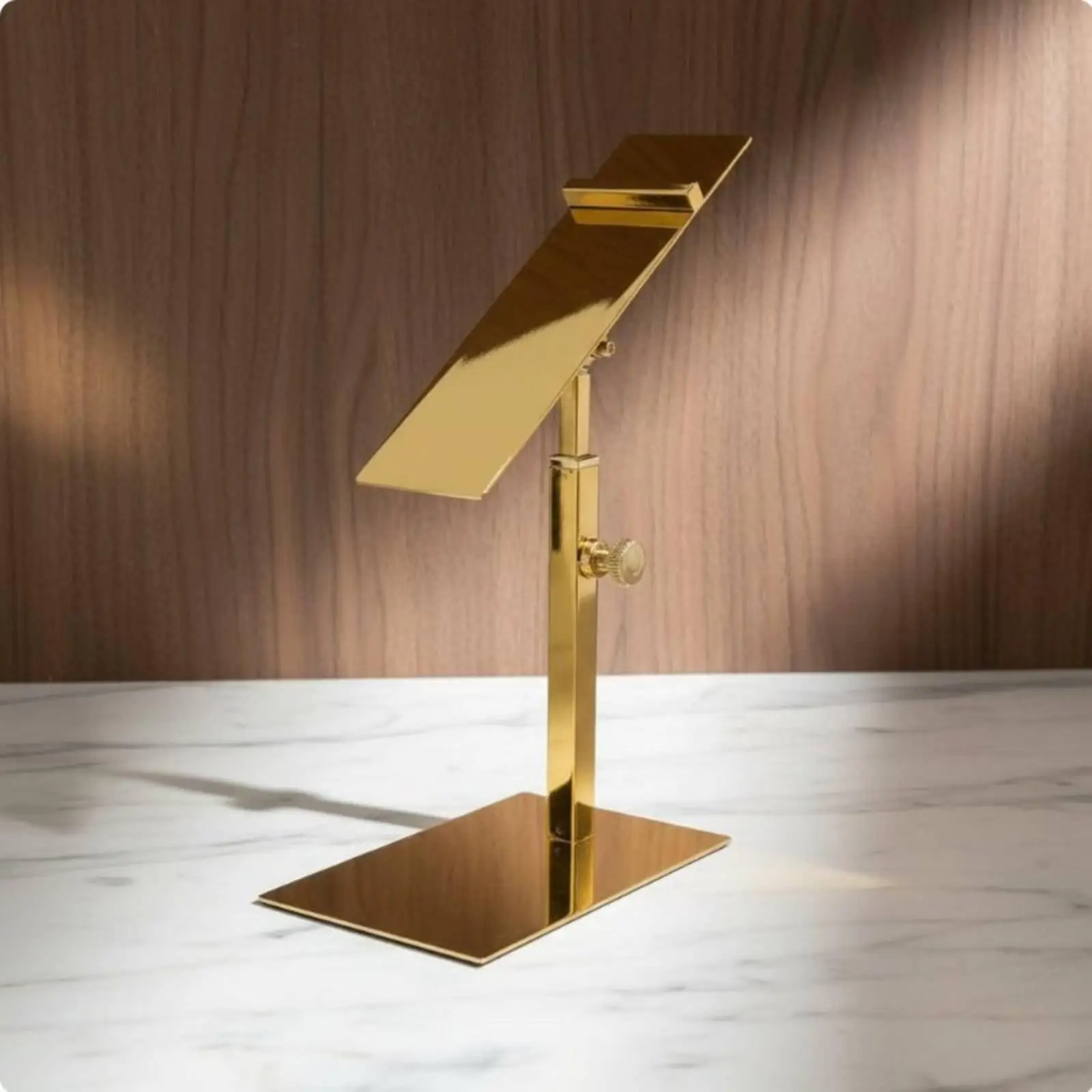 Compact Shoe Display Stand Stainless Steel Adjustable Height Footwear Riser Rack for Store Shelves Counter Display