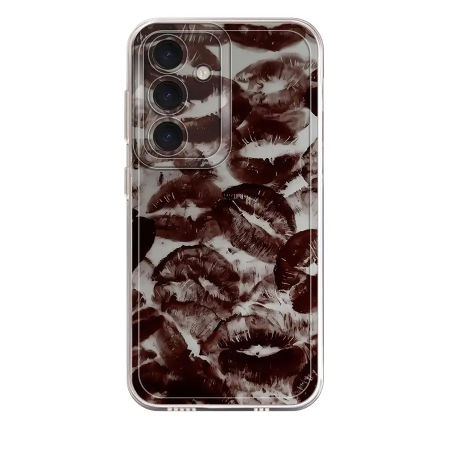 Custodia morbida trasparente Lip Art per Samsung Galaxy A56 A52 A73 A06 A50 A51 A72 A05 A53 A50 A03 A54 A71 A04 A55 A31 A02