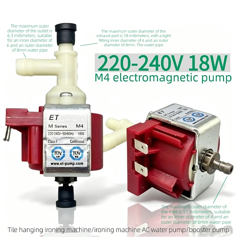 ET 220-240V~ 50/60Hz M4 Solenoid Pump 18W for Steam Iron/Garment Steamer, AC Booster Water Pump