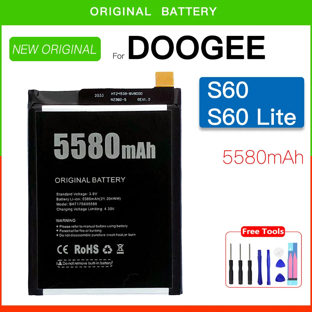 Original Replacement BAT17M15580&BAT17S605580 5580mAh Battery For DOOGEE S60&S60 Lite High Quality Phone Batteries+Free Tools