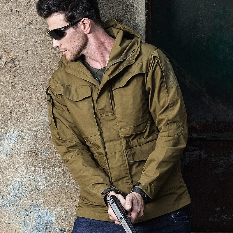 Chaquetas tácticas militares para hombre, cortavientos con capucha impermeable para exteriores, Ropa de Trabajo, carcasa suave, Tops multibolsillos para caza y motocicleta, invierno