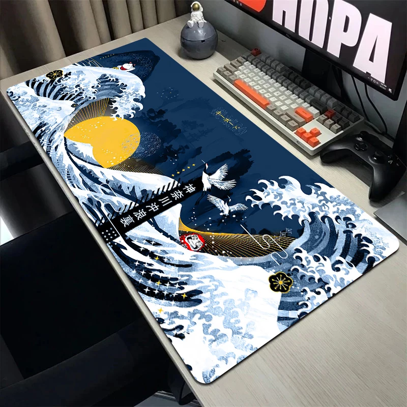 Japan Kanagawa Wave Mouse Pad Mount Fuji MousePad Sakura Computer Accessories Mouse Mat Aesthetic Mousepad Gamer 900x400 Office