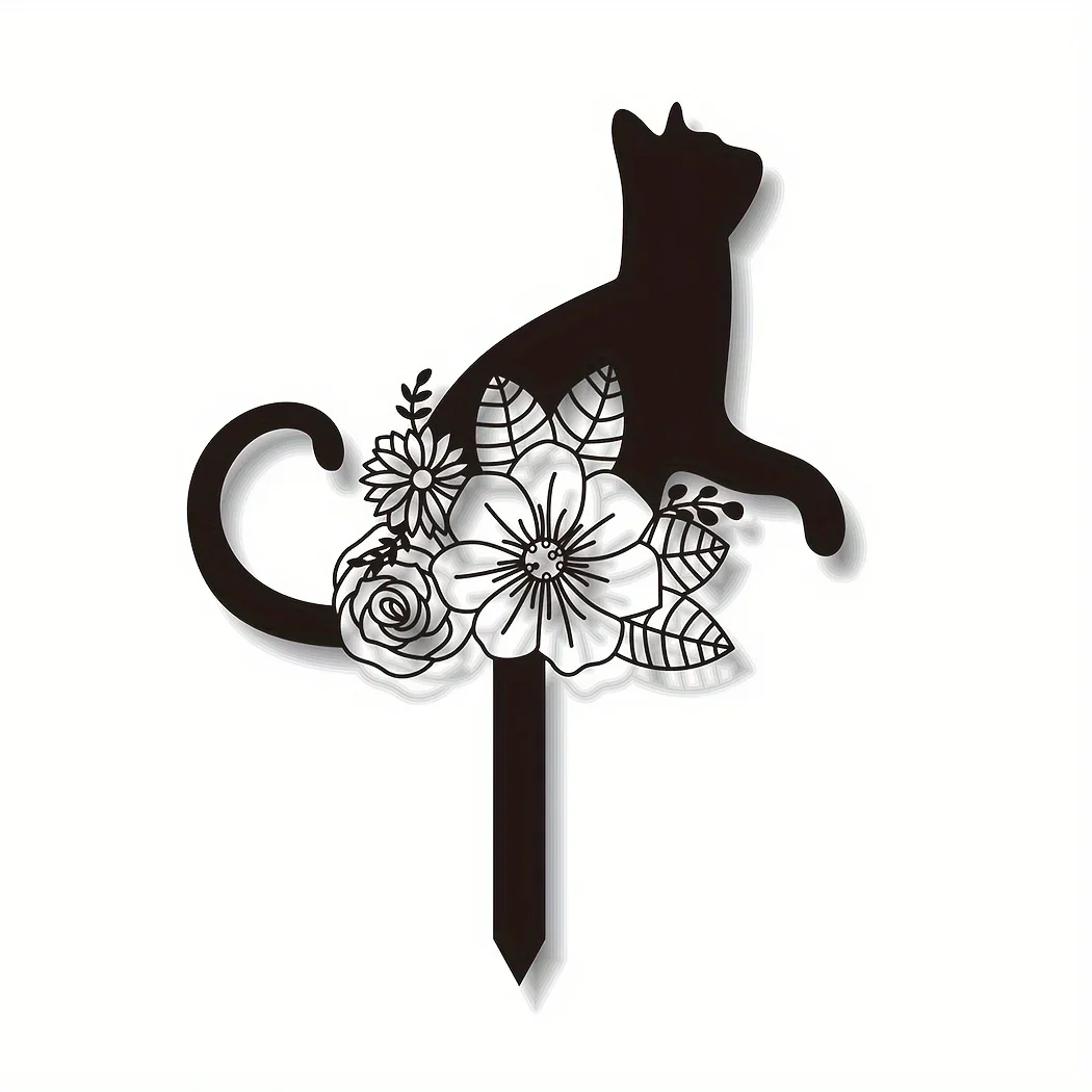 HelloYoung Pet Grave Markers Cat Memorial Stake Metal Sign With Stake Cat Loss Gift Sympathy Sign Remembrance Stake Garden Decor