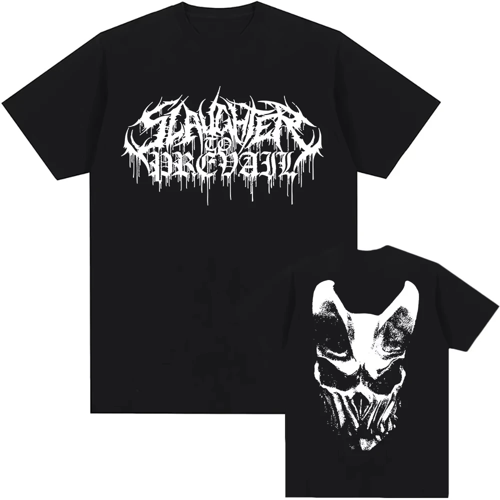 2026 New Mask Graphic Tees SLAUGHTER TO PREVAIL Rock Band Tshirts Hip Hop Unisex Streetwear Cotton Short