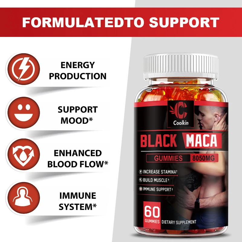 Black Maca Gummies - Supports Natural Health, Muscle Growth, Energy, Performance and Mood Supplement