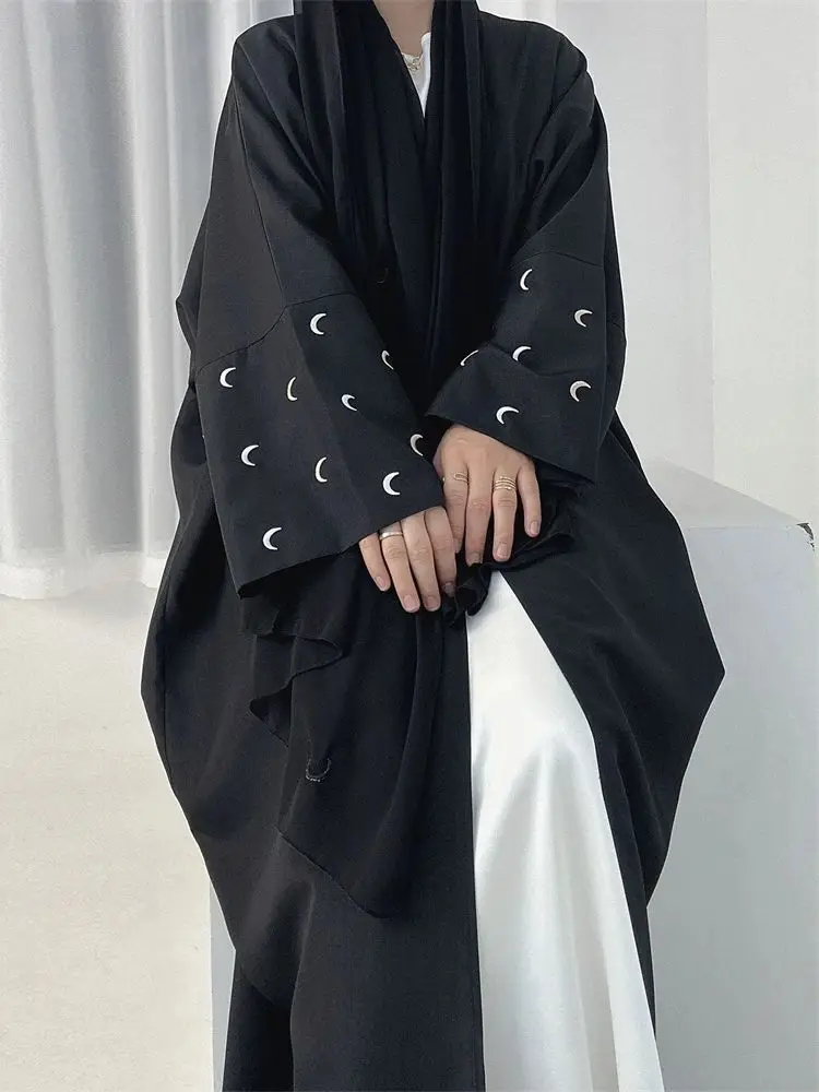 Ramadan Black Moon Abaya Kimono Kebaya Turkey Islam Muslim Modest Dress Damen Prayer Clothes Women Kaftans Robe Femme Musulmane