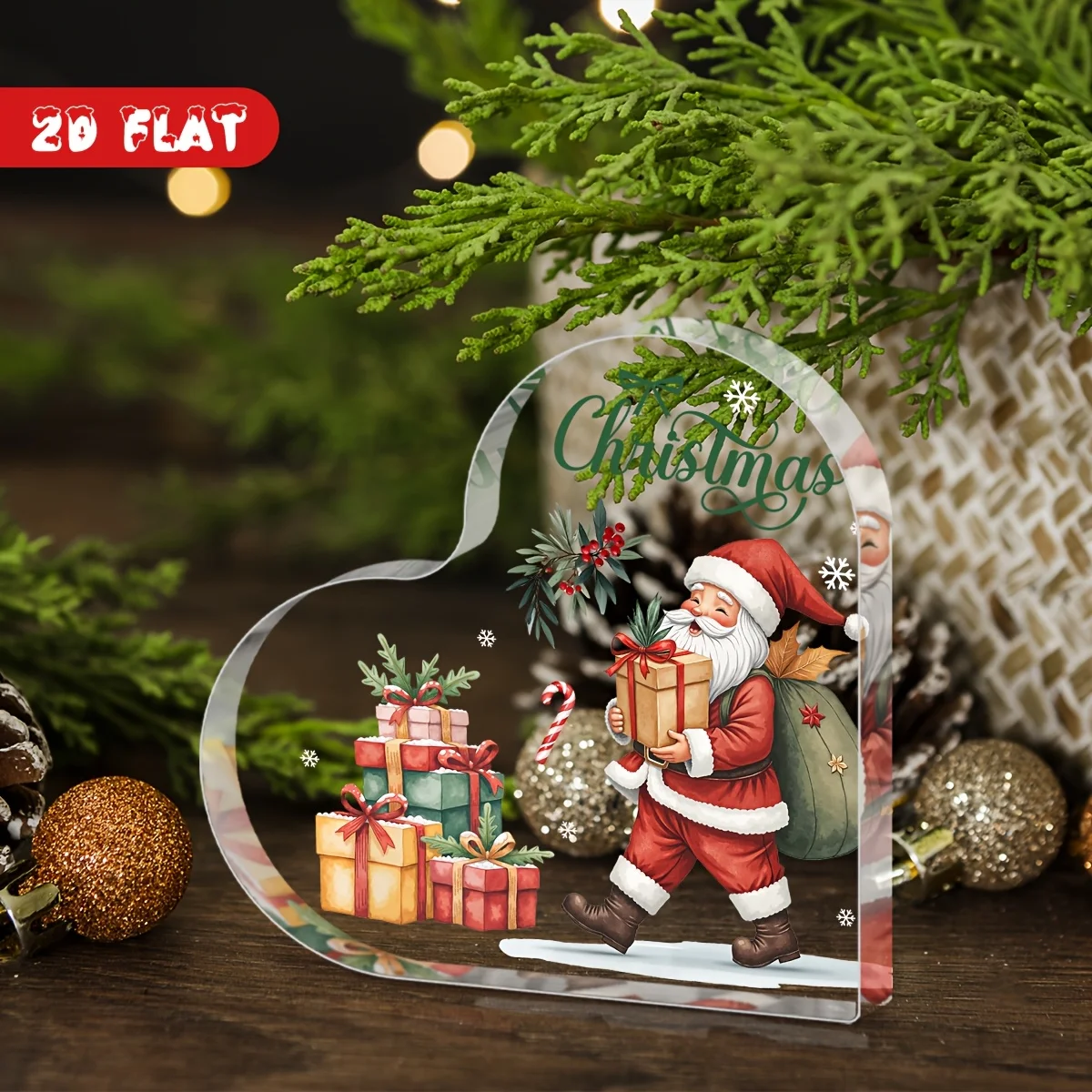 1pc, Christmas Desktop Decoration Plaque - 