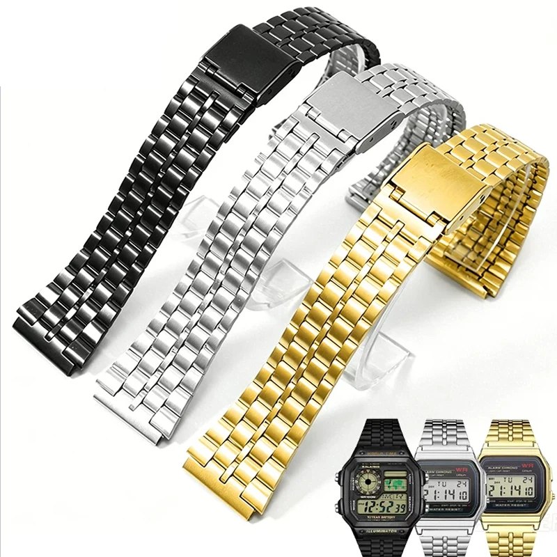 Fine steel small gold watchband for CASIO steel wristband a158 / a159 / A168 /a169 /b650 /aq230/ 700 series 18mm watch chain
