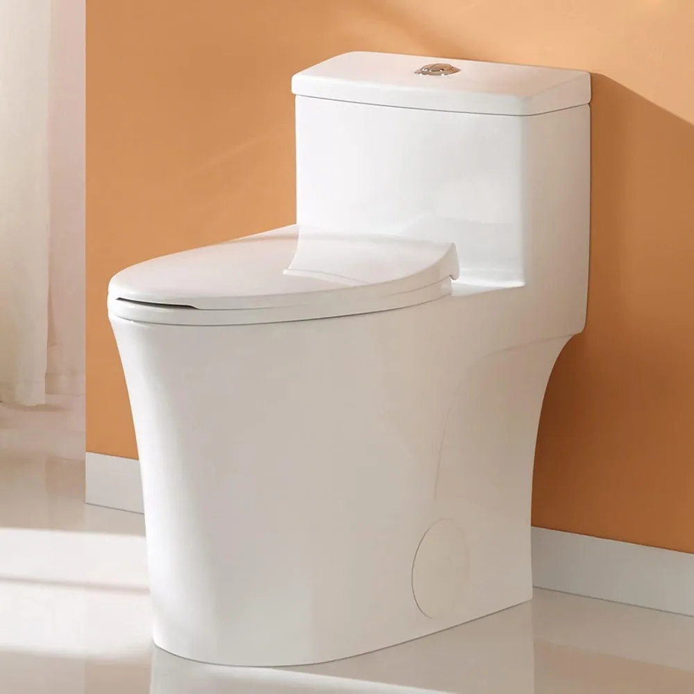 

HOROW T0338W Compact One Piece Toilet with Comfort Chair Seat ADA Height 17.3, Elongated Dual Flush 0.8/1.28 GPF and MAP 1000g,