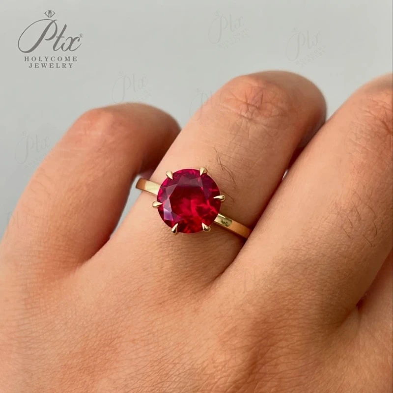 

Кольцо на заказ, 6 зубцов, круглое, выращенное в лаборатории, рубиновый сапфир, серебро Columbia 925, первый выбор для рождественских подарков, гипоаллергенное