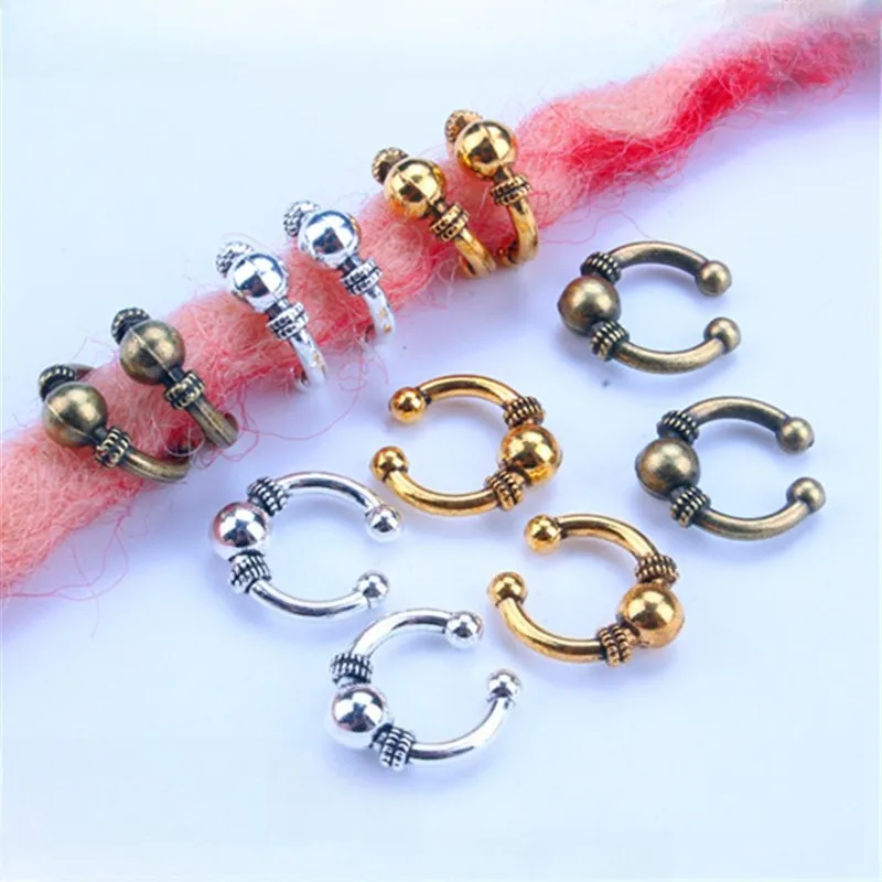 10Pcs/Pack Golden Silver Viking Spiral Charms Hair Braid Dread Dreadlock Beads Clips Cuffs Rings Jewelry Accessories