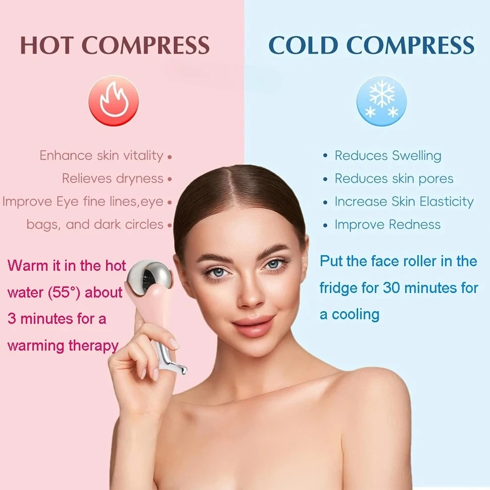 ‌ Globe faciale de cryothérapie 2025, rouleau de glace en acier inoxydable pour dépurre/sacs pour les yeux/massage pour le visage et les yeux