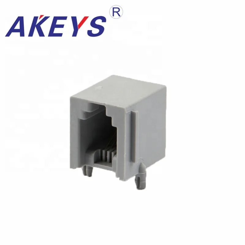 10pcs RJ45 socket -616-PCB-4P4C - gray 10 * 13 network cable interface 90 degree crystal head socket RJ45
