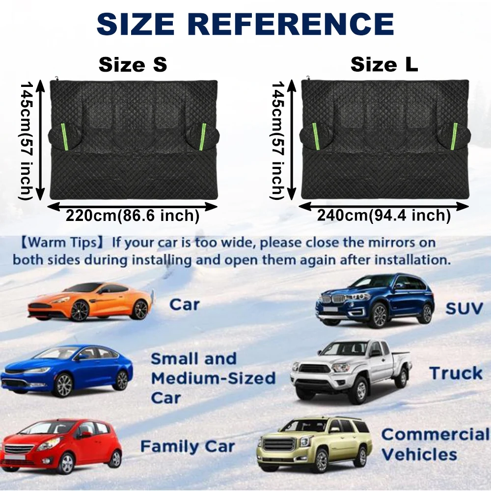 Cotton Liner Windshield Protection Cover for Pickup Truck 4X4 SUV Sedan Car, Hail Prevention Winter Snow Ice Covers Sunshade