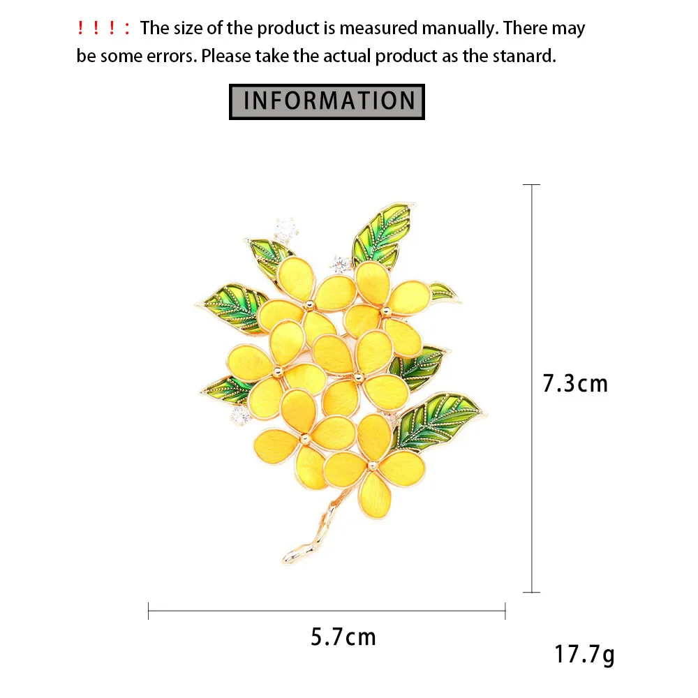 High end Elegant Chinese style Gold Velvet Flower Osmanthus Brooch Pin Temperament Enamel Glaze Bouquet Accessory for Women