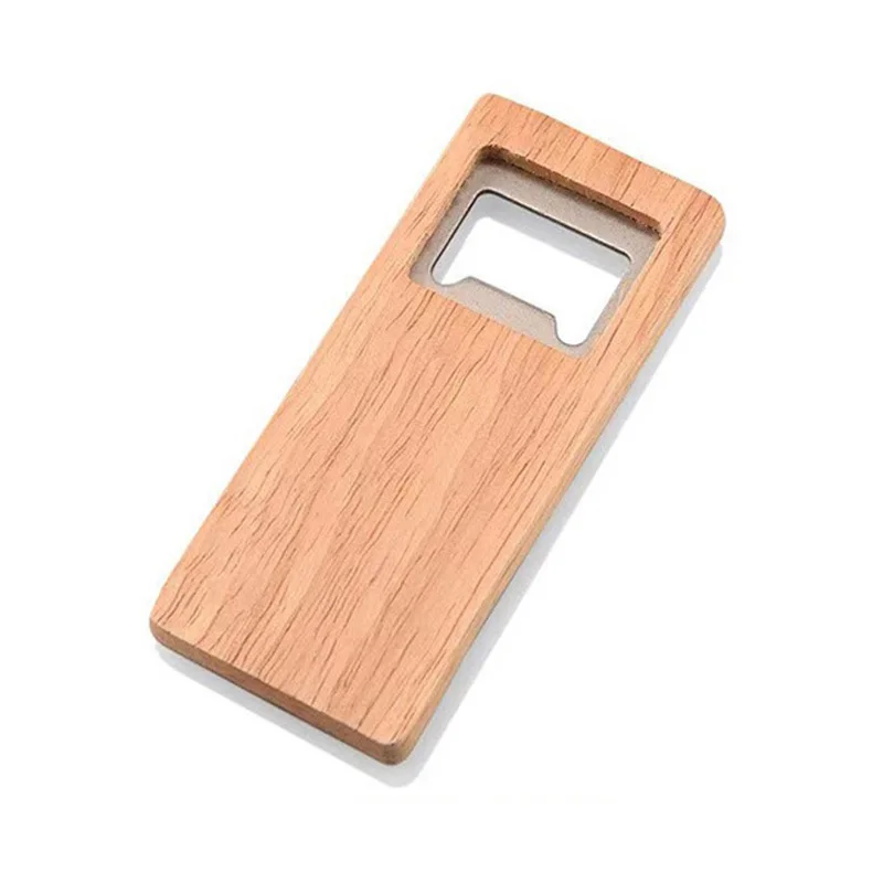 

100Pcs/Lot Wood Handle Bottle Opener Rectangle Flat Beer Openers Bar Kitchen tool Wholesale