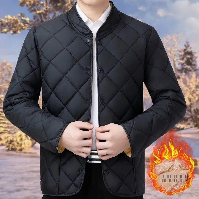 

Мужская утепленная хлопковая куртка с флисовой подкладкой, теплая осенне-зимняя куртка с длинными рукавами, приталенный крой, для папы