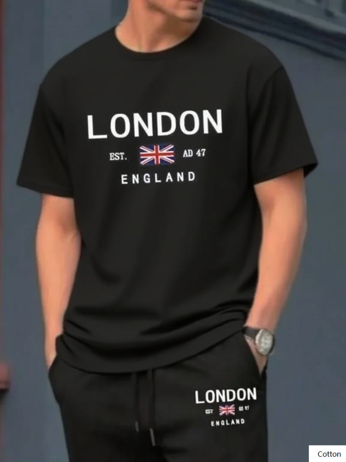 تي شيرت قطني ناعم مع نمط London England Est AD 47 يجب اقتناؤه لأولئك الذين يحبون المدن البريطانية وتاريخهم الغنيين