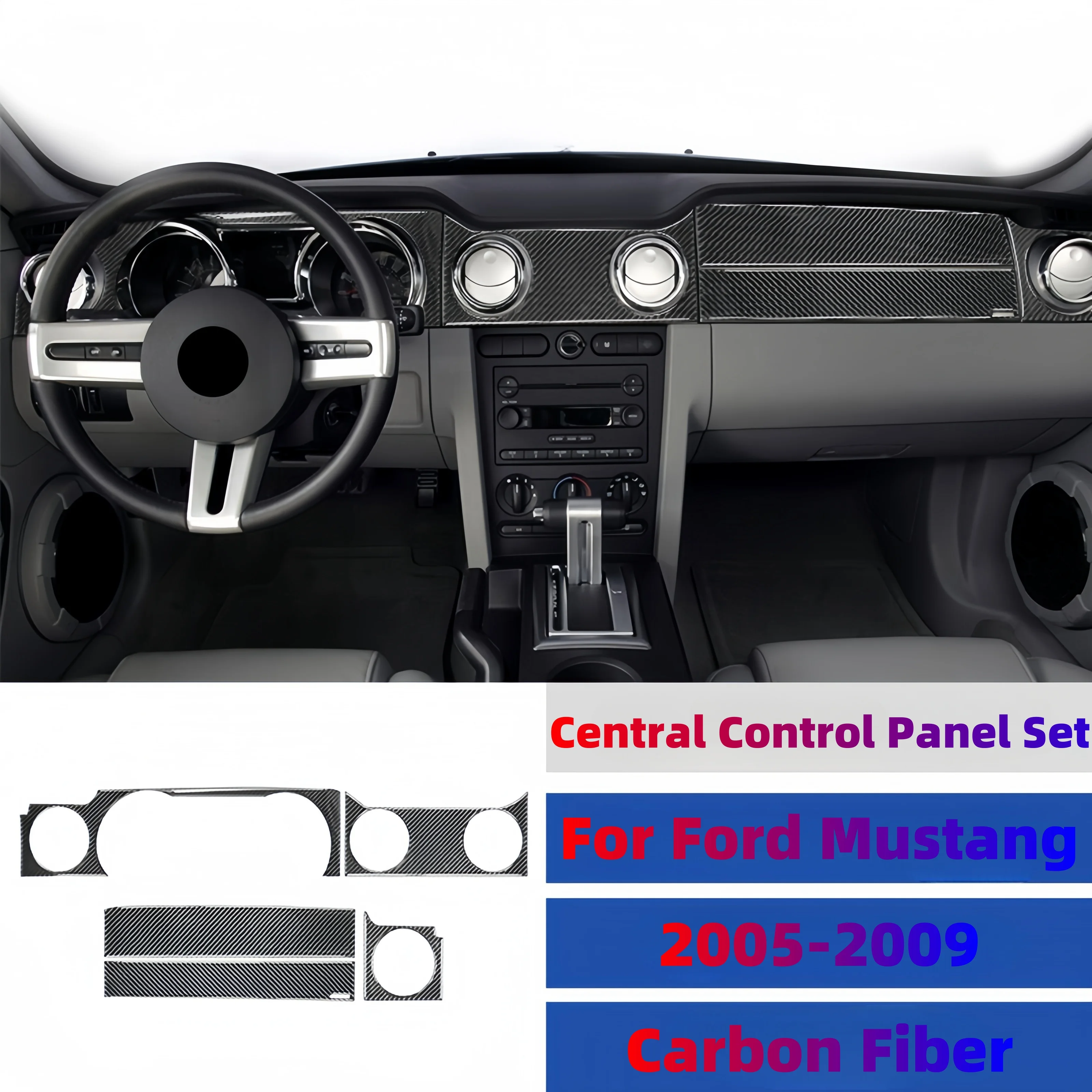 

Аксессуары для Ford Mustang 2005-2009, панель Центрального управления салона автомобиля из углеродного волокна, защитная наклейка на панель приборной панели