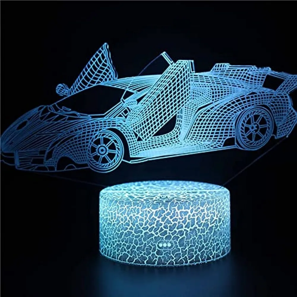 Car Night Light Racing Car 3D LED Illusion Lamp USB Powered Touch Creative Car Gifts for Boys Man Lovers