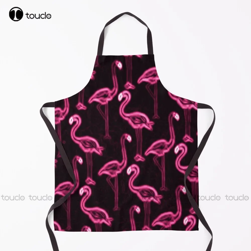 Delantal con diseño de flamenco rosa y neón, delantales personalizados para mujeres y hombres, delantal de limpieza del hogar para cocina y jardín Unisex para adultos