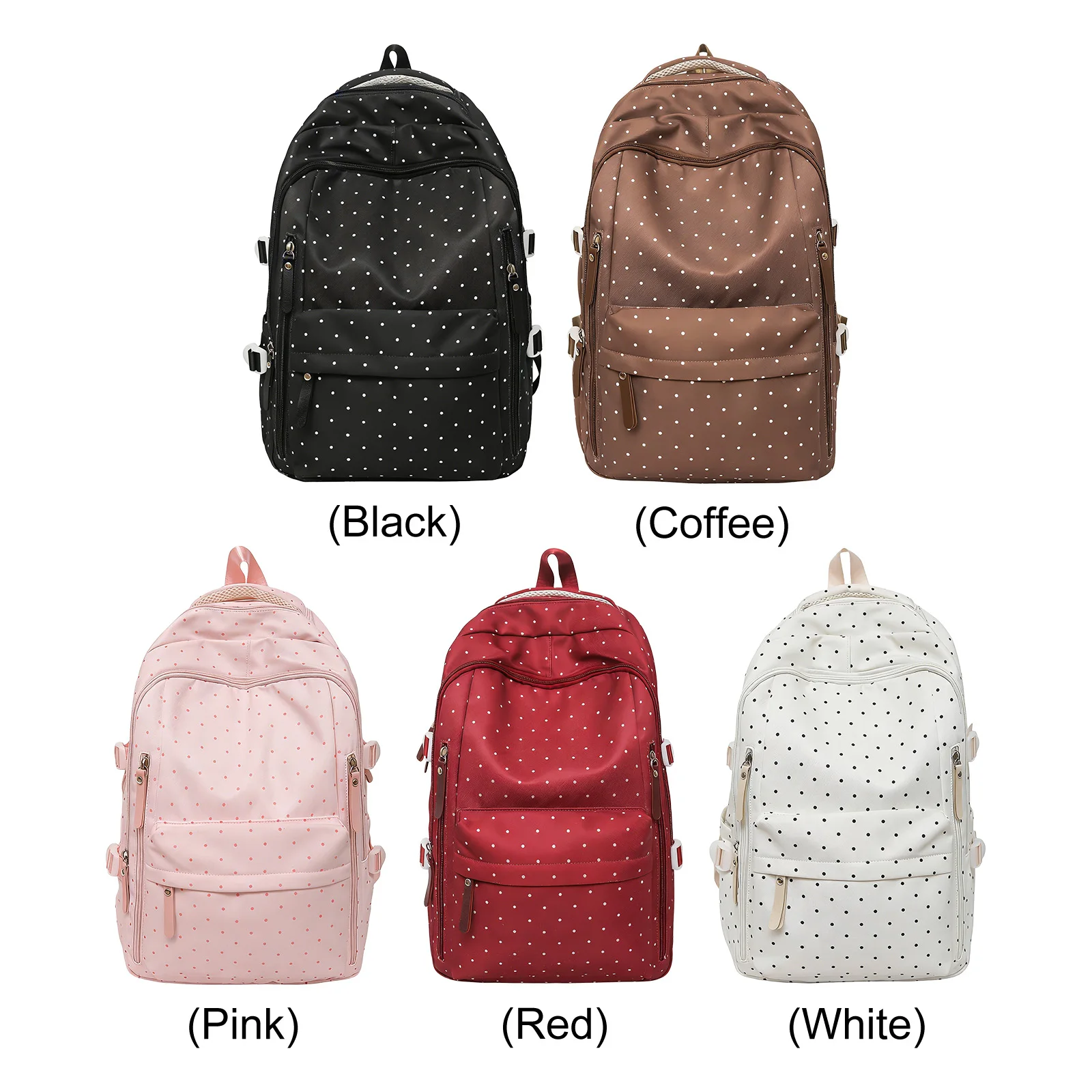 Cute Polka Dot Travel Backpack Large Capacity Lightweight Computer Bag for Female Elementary & Middle