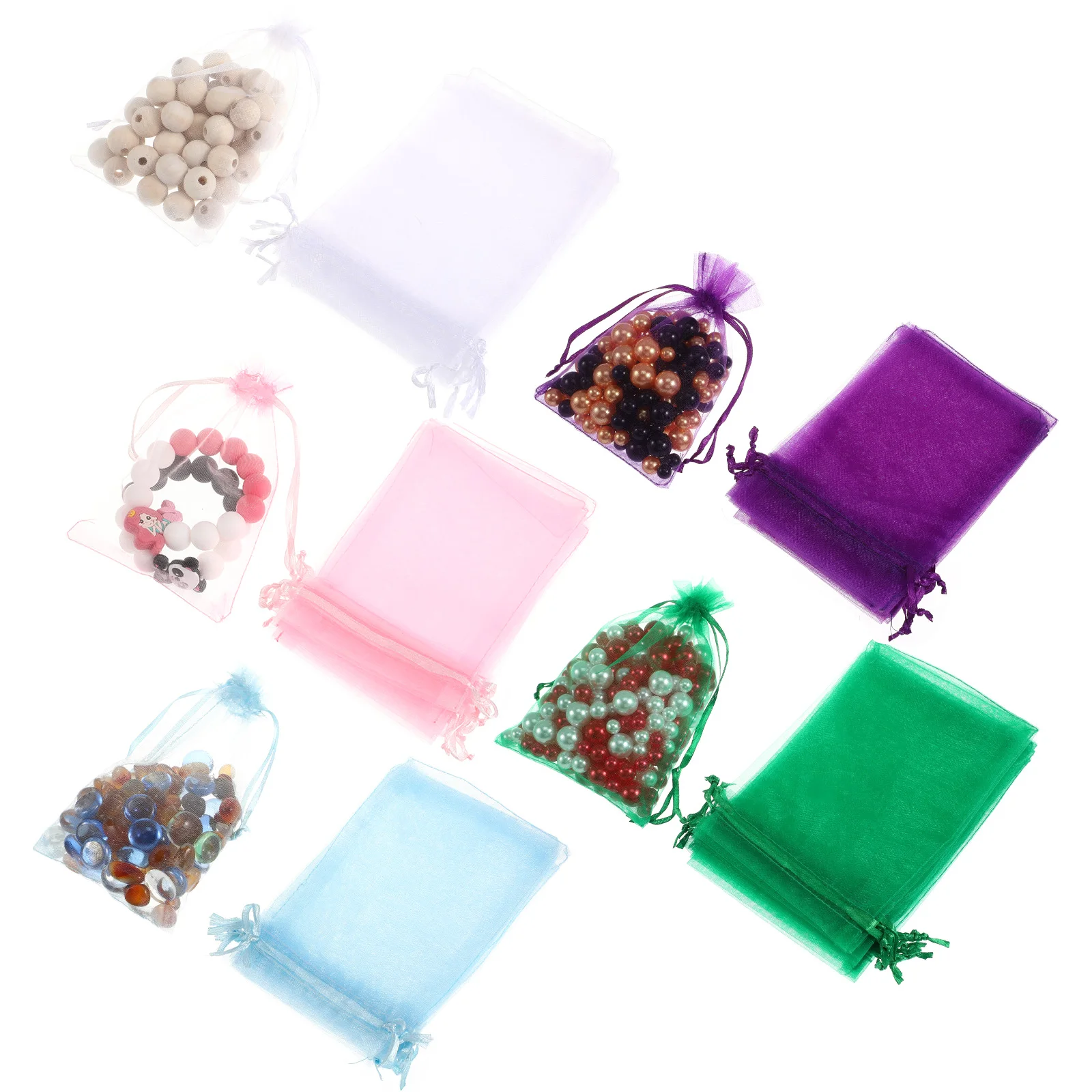 

50 pcs Organza 15x20cm Pink White Green Drawstring Gift Bags Favor Pouches Party Supplies Mesh Bags Small Size
