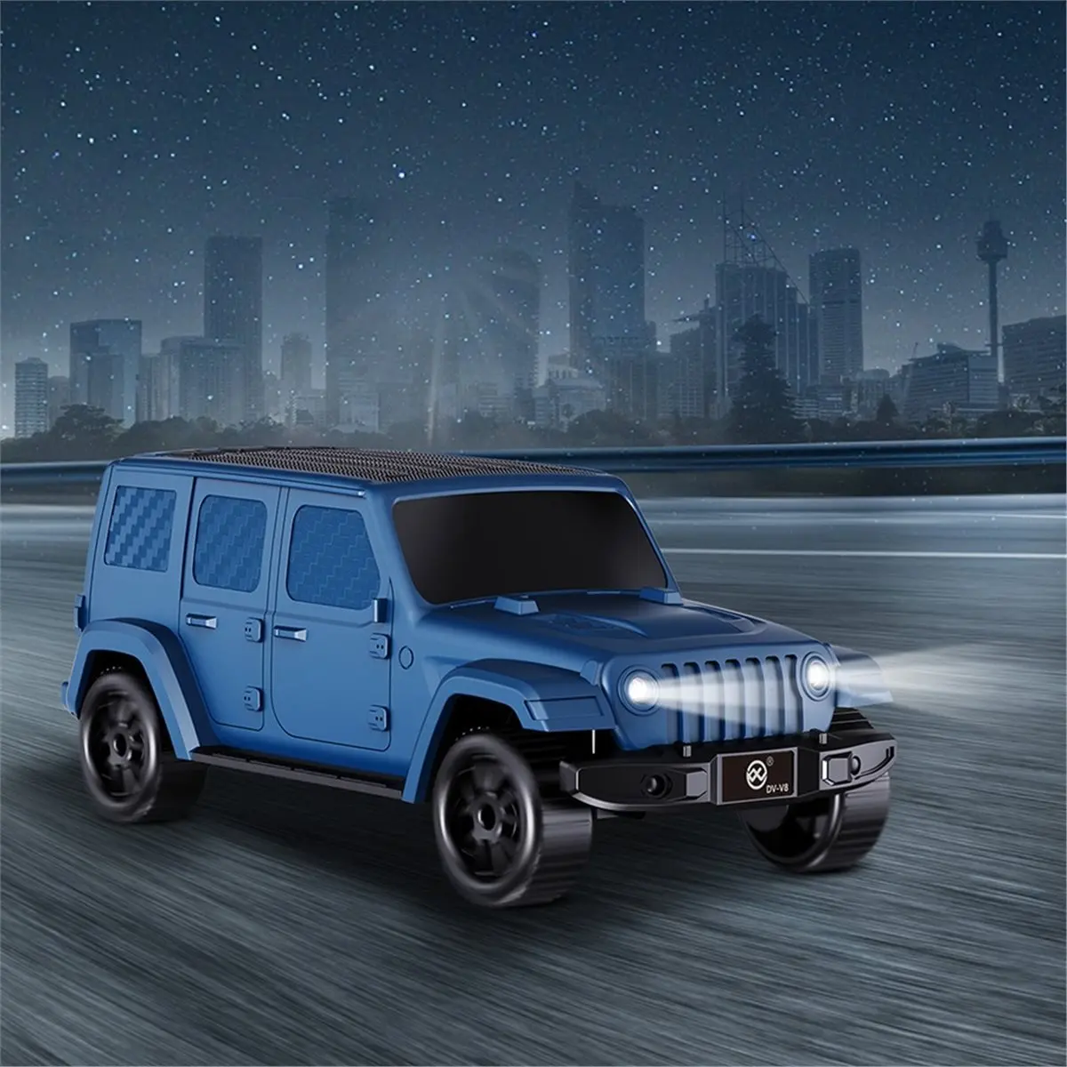 Okay Car Model Bluetooth Wireless Speaker Lights Flash Playback TF CARD FM Radio Desktop Ornament Gift for Boys Black