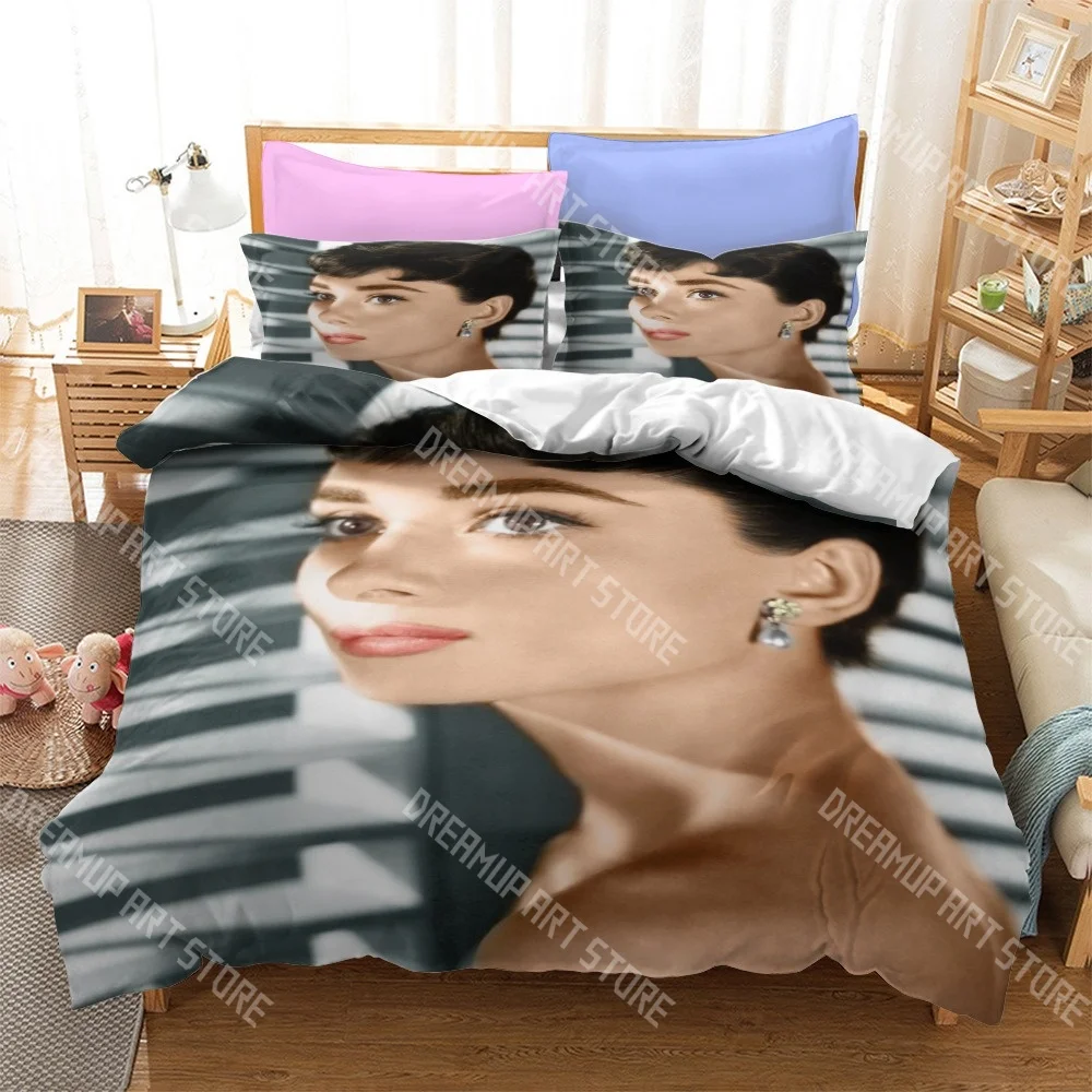 3D Printed A-Audrey H-Hepburn Bedding Set for Boys Girls Duvet Cover And Pillowcase Twin Queen King Full Single Double Sizes