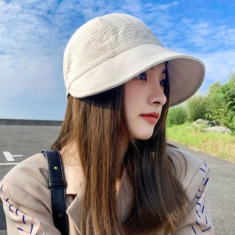 Summer Beach Hat Big Visor Sun Hats for Women Outdoor UV Protection Sport Baseball Cap Foldable Fisherman Cap Waffle Bucket Hat image 4
