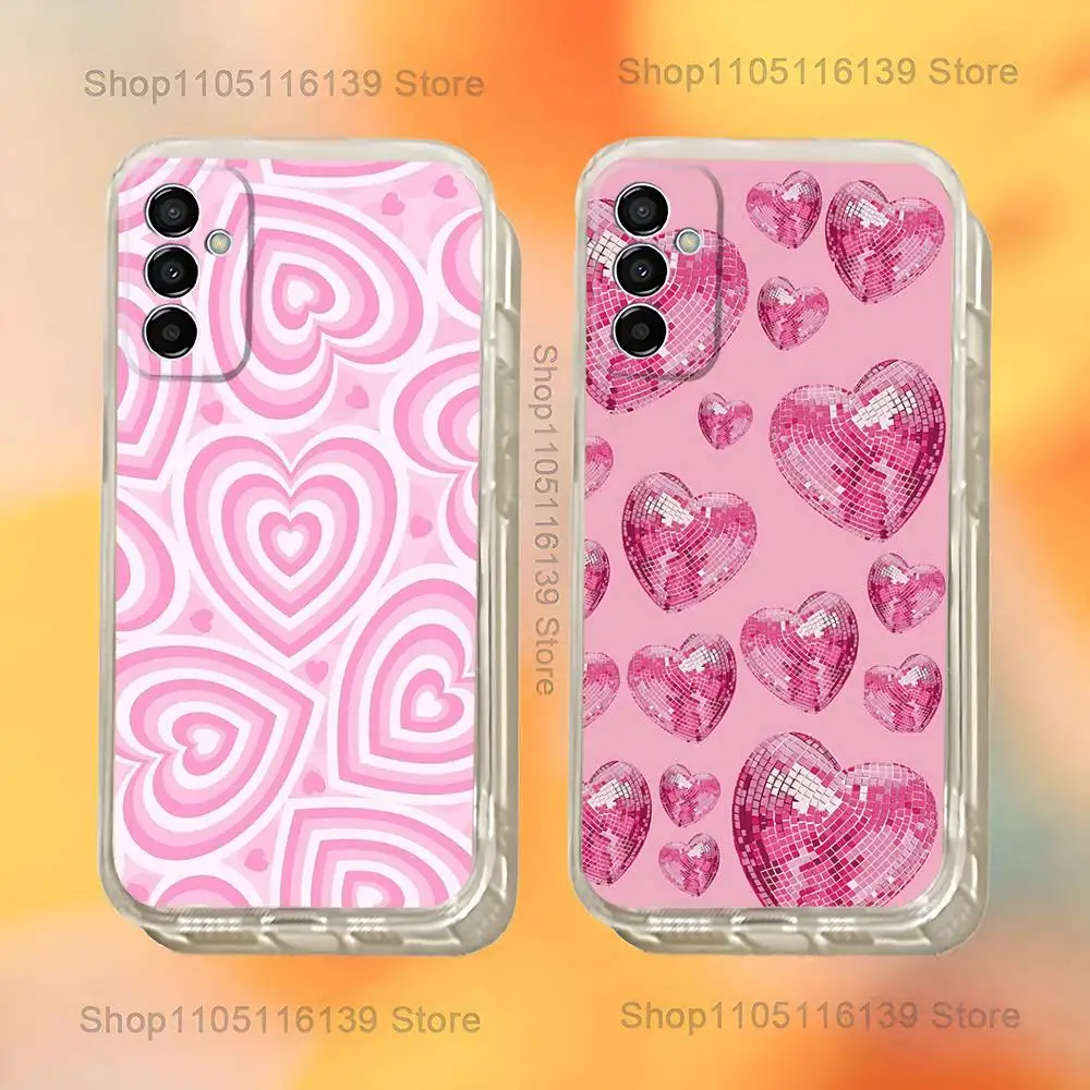 

Pink love heart pink vibes Phone Case For Samsung S24,30,21,22,23,20 FE,lite,PIus,Ultra,5G,Note,9,10 Transparent Cover