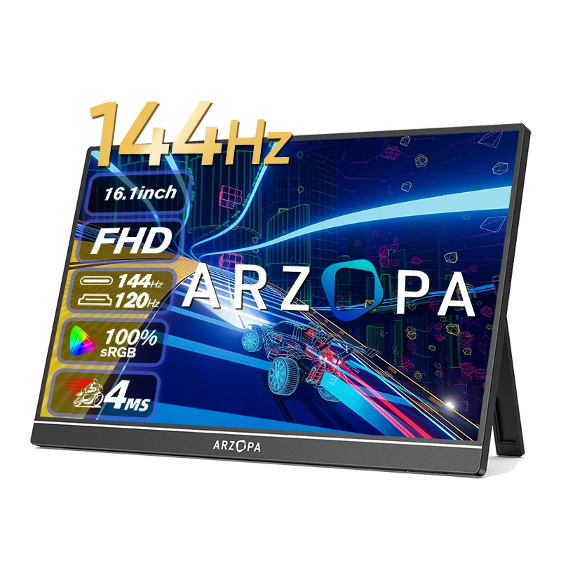 Портативный игровой монитор 16,1 '144 Гц 100% sRGB 1080P FHD, внешний второй экран для Switch, Xbox, PS5, ноутбука, ПК, Mac