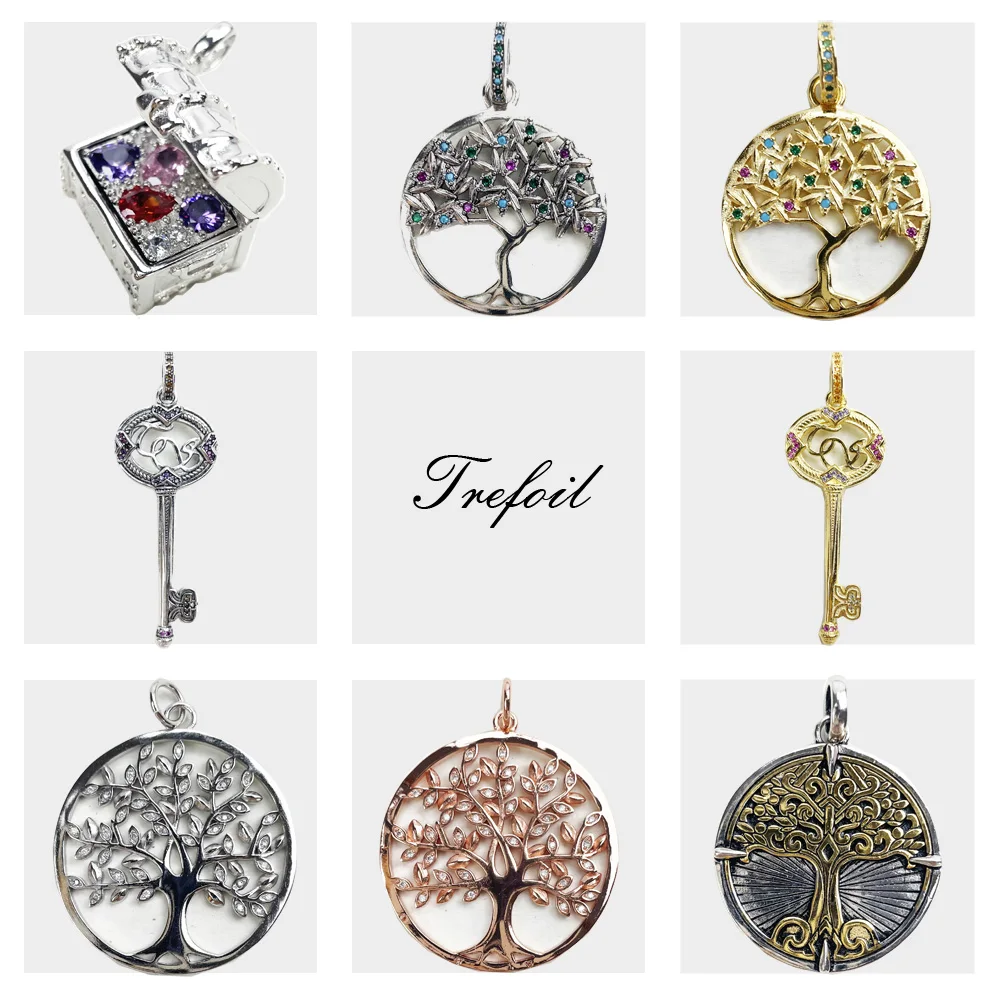 Pendant Treasure Chest Openable Key Tree 925 Sterling Silver High Quality Zircon Stones Women Fine Trendy Jewelry Fit Necklace