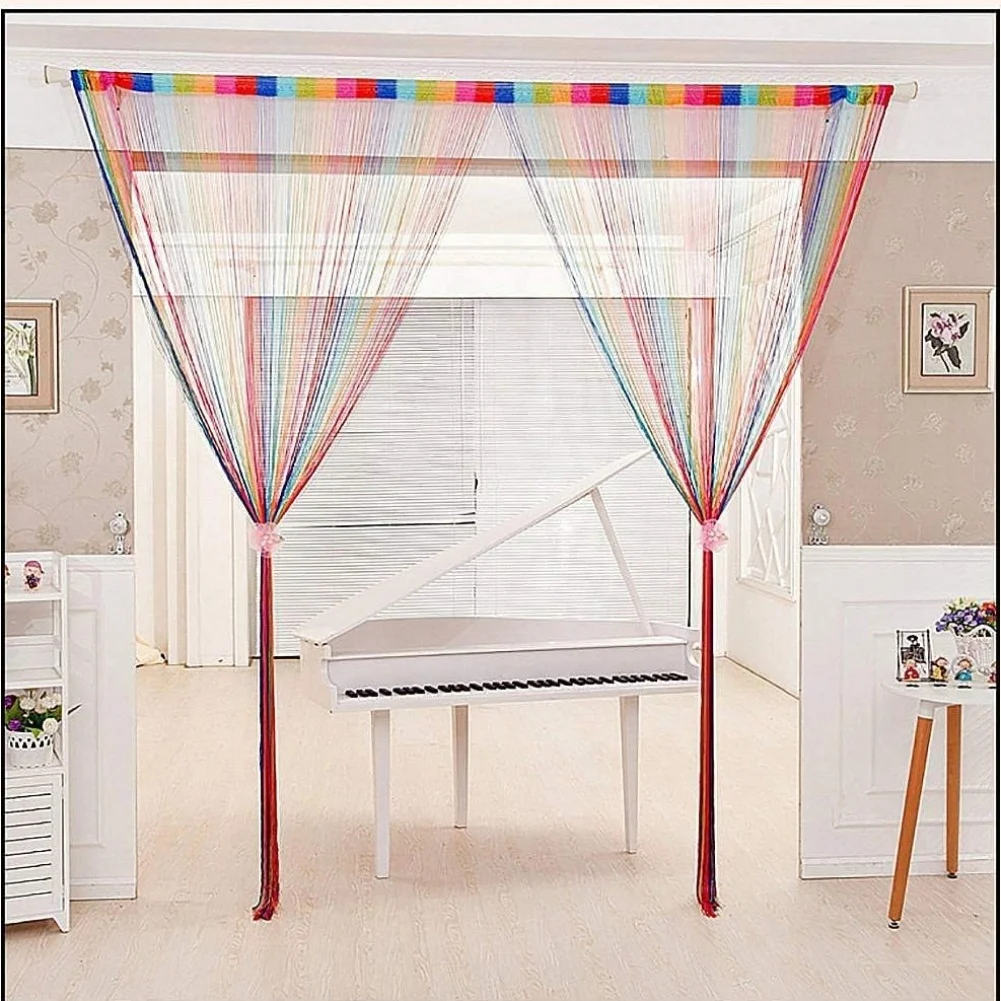 2 pieces of multi-color window and door curtains | Rainbow flashing pattern partition - Home decoration accessories