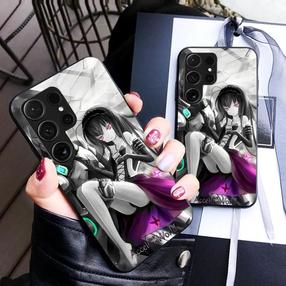 Accel World Kuroyukihime Phone Case for Samsung Galaxy A56 55 54 53 52 51 36 35 34 23 16 15 5G Glass Cover Smartphone Cover
