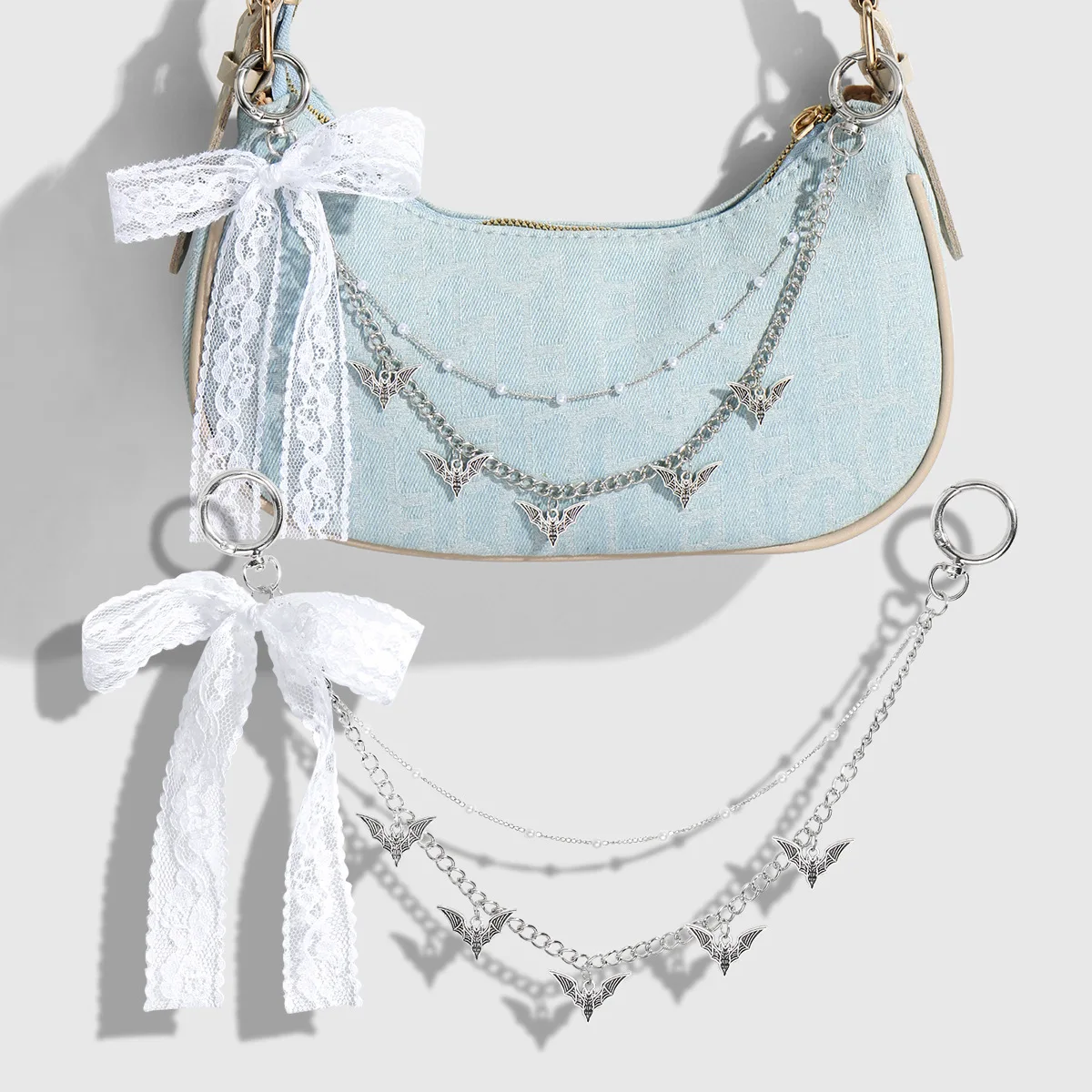 

Новый милый индивидуальный изысканный искусственный жемчуг, разноцветный кружевной милый бант, летучая мышь, звезда, луна, сумка «сделай сам», кулон, брелок, аксессуары