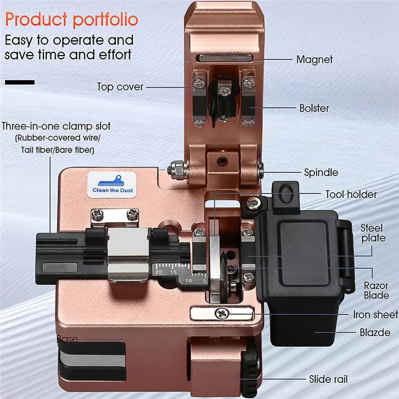 COMPTYCO AUA-X2 High Precision Fiber Cleaver with Waste Fiber Box,FTTH Fiber Optic Cold Connection Hot Melt Cable Cutter Tools