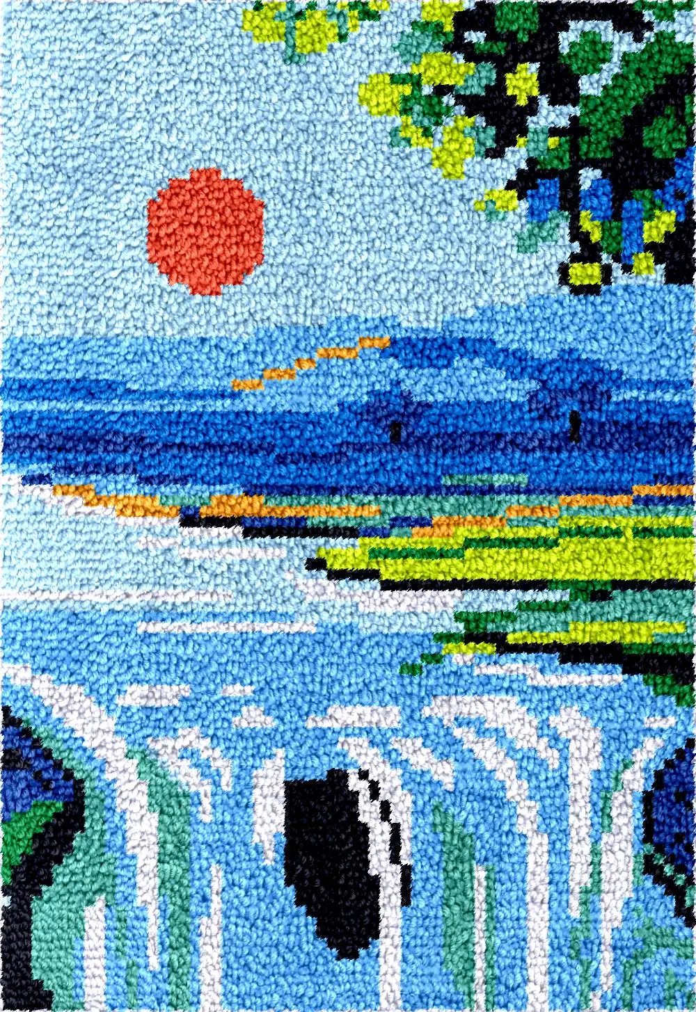 Kits de alfombra con gancho de pestillo de cascada de río, bordado de alfombra, kit de tapiz con gancho DIY, crochet de verrouillage de bordado de tapis art