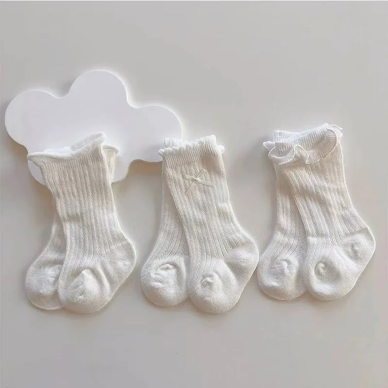 RAISE 3Pair/lot Children Lace Ruffle Princess Socks Kids Girl Summer Mesh Mosquito Proof Socks White Baby Gil Mid Tube Stockings