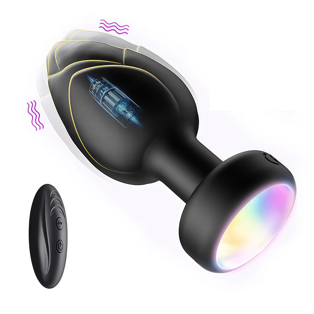 LED Light Anal Vibrator Wireless Remote Control Butt Plug Men Prostate Massager Female Vagina Masturbator for Adult Sex Toys