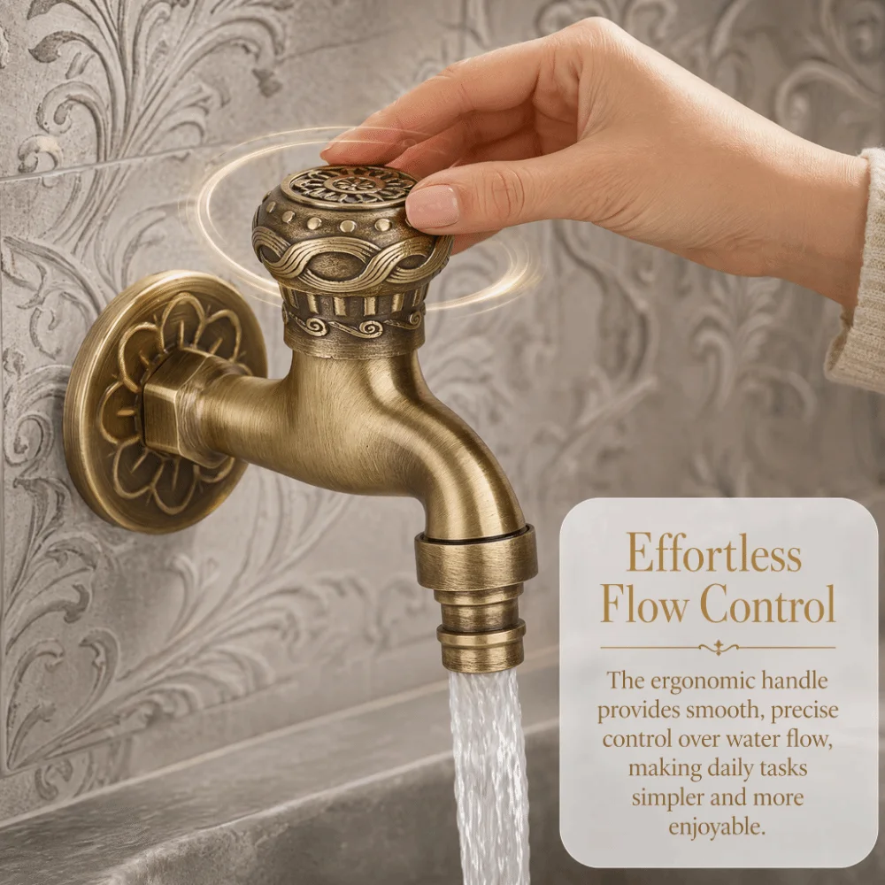 Antique Brass Faucet 1/2 Inch Connection Single Handle Washing Machine Faucet Single Cold Water Copper Material Water Tap
