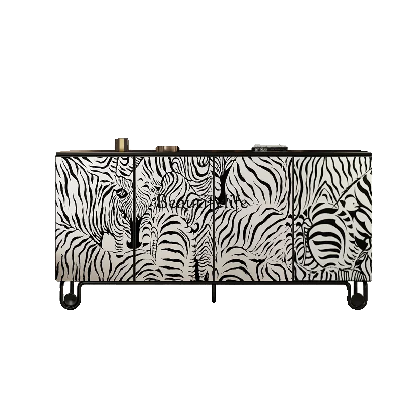 

LD33French Entrance Cabinet Hand-Painted Zebra Copywriting Chinese Vintage Ornament Locker
