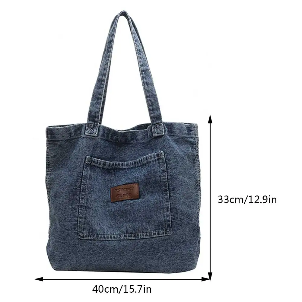 Luxury Designer Women Handbag Denim Clutch Bag Solid Color Underarm Bag Vintage Simple Female Commuter Handbag for Office Travel